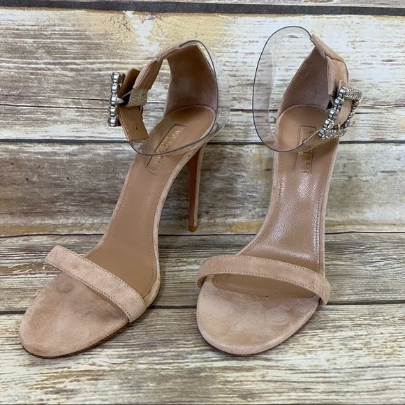 AQUAZZURA 38.5 size 8.5 Casablana Sandals In Neutral - Picture 4 of 11
